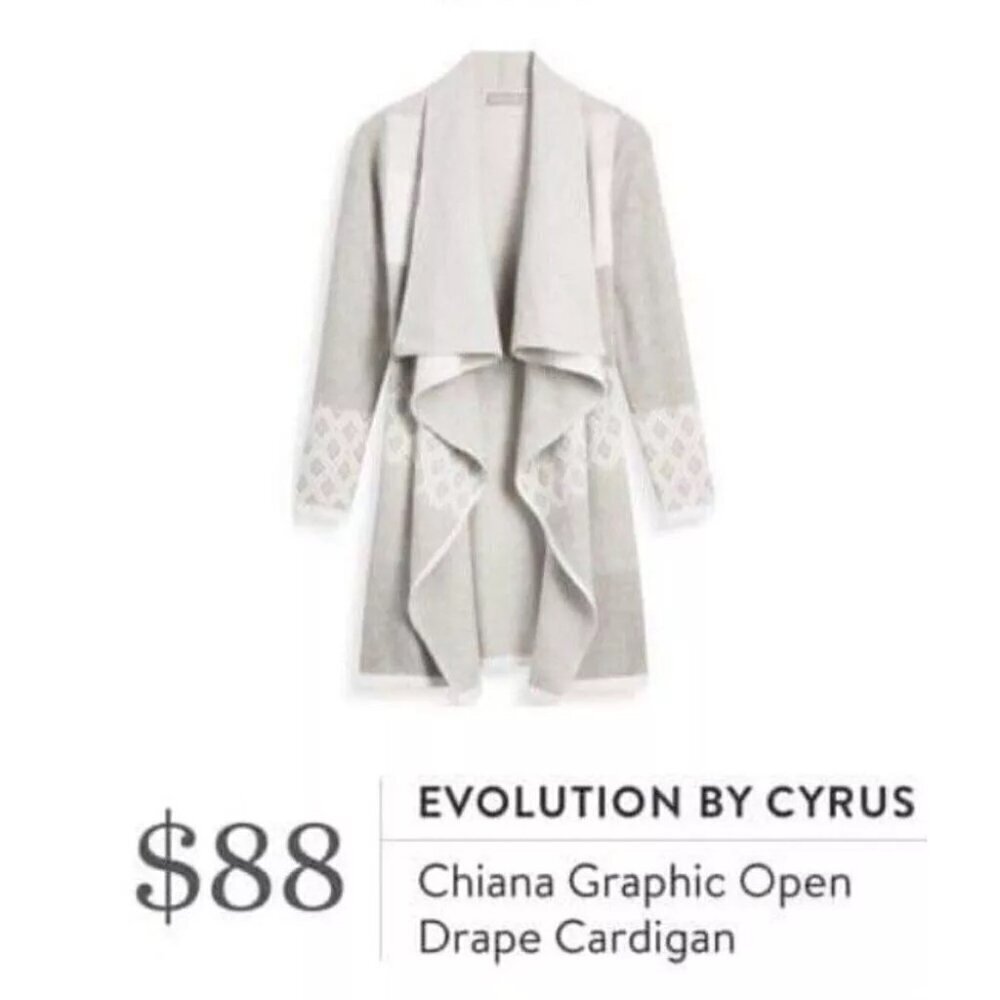 Cyrus Evolution Women's Small Gray Diamond Pattern Open Cardigan Sweater Duster - Picture 3 of 7